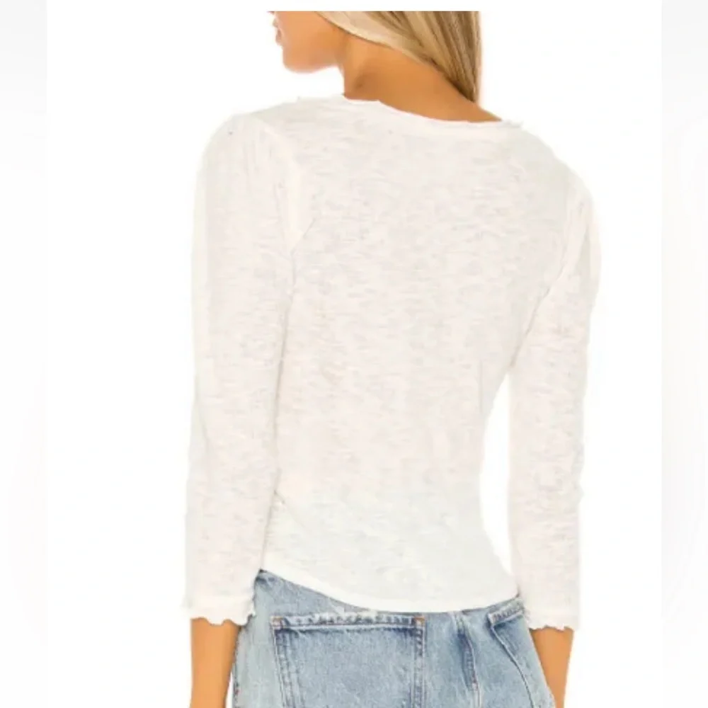 NWT FREE PEOPLE Womens Top Jaimie Henley 3/4 Sleeve White Size  S OB1103281